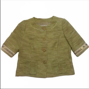 Badgley Mischka Gold Cropped Blazer Jacket Size 2